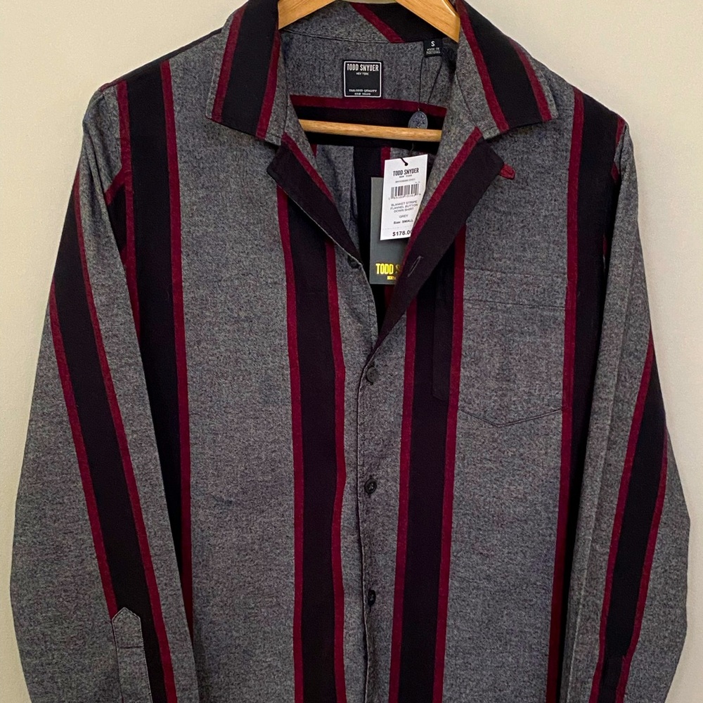 Todd Snyder Men’s Stripe Flannel Shirt Gray NWT - Sz. Small